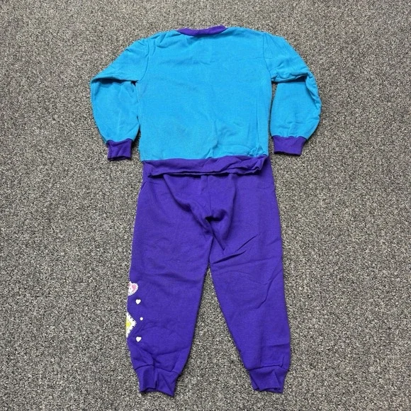 Vintage Girls Athletic Works Sweatsuit Purple Dogs Hearts Bows 80s 90s Size 5 - Picture 11 of 11